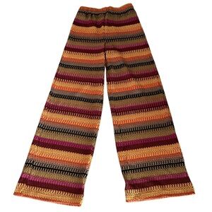 Nasty Gal Crochet Color Block Stripe Wide Leg Pants | Multi | Size 2